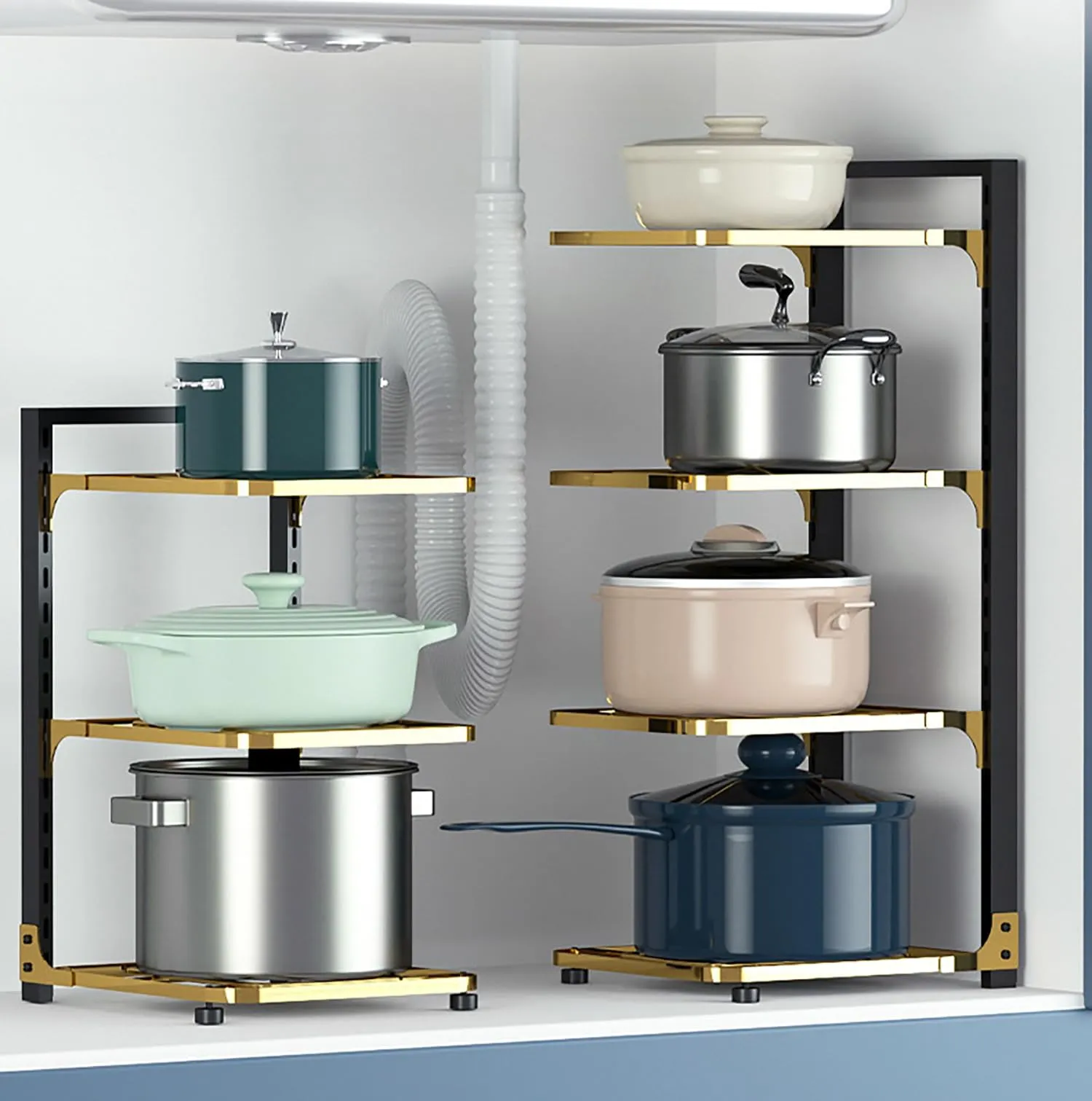 4 Layer Pots and Pans Organizer for Cabinet Organizer