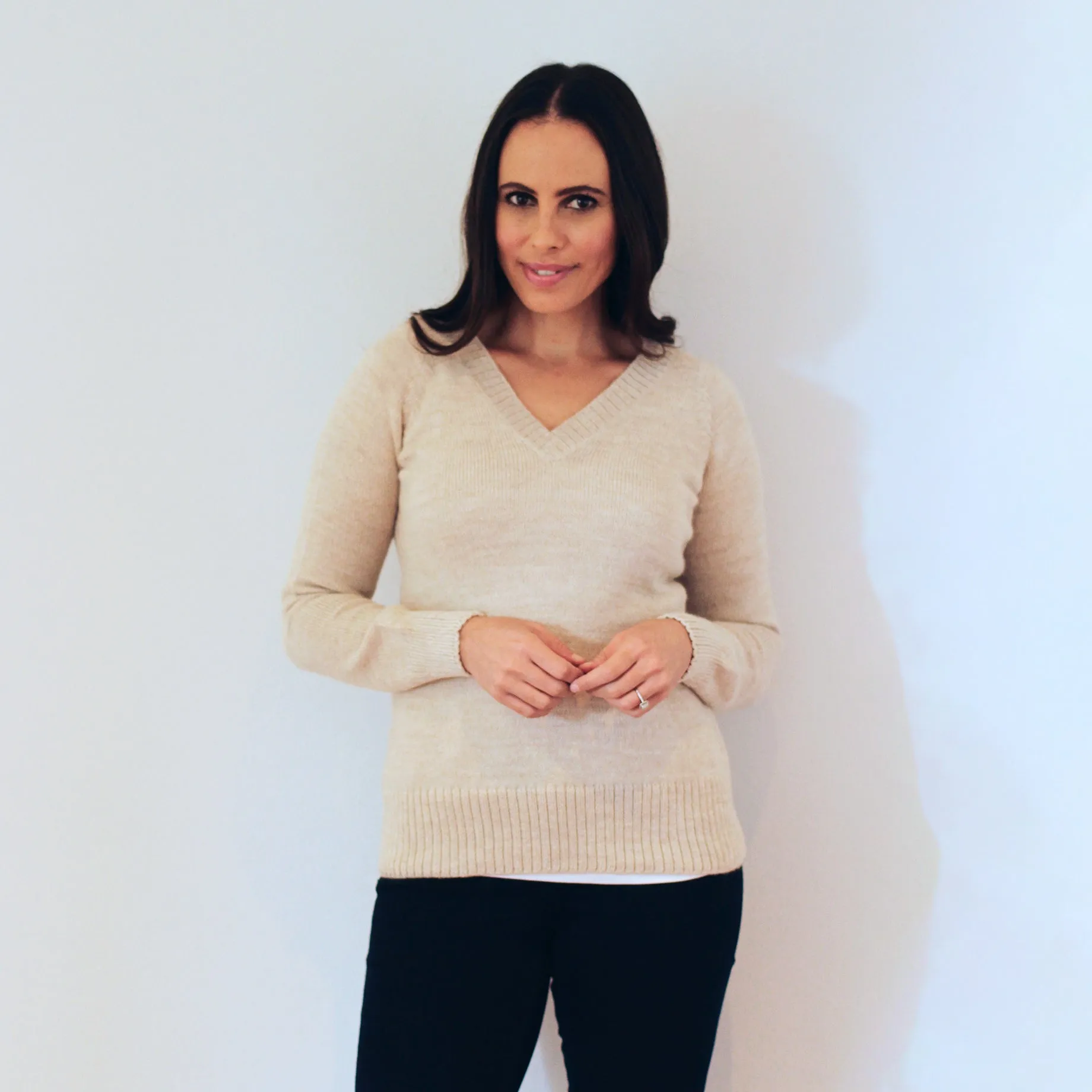 Alpaca Wool Blend V-neck Knit