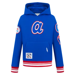 ATLANTA BRAVES RETRO CLASSIC LITTLE BOYS RIB FLC PO HOODIE (ROYAL BLUE/RED)