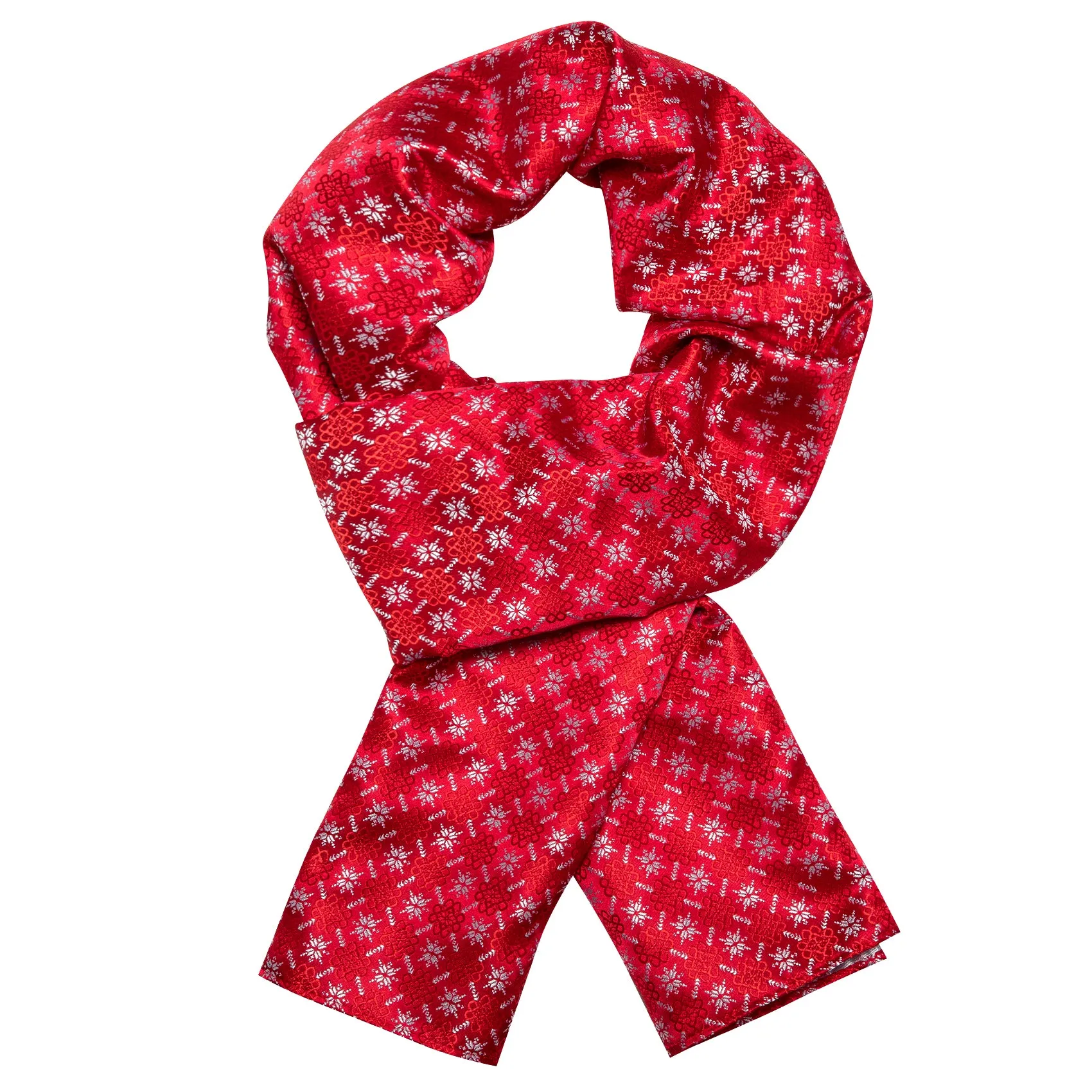 Barry Wang Silk scarf Christmas Red White Xmas Pattern Scarf