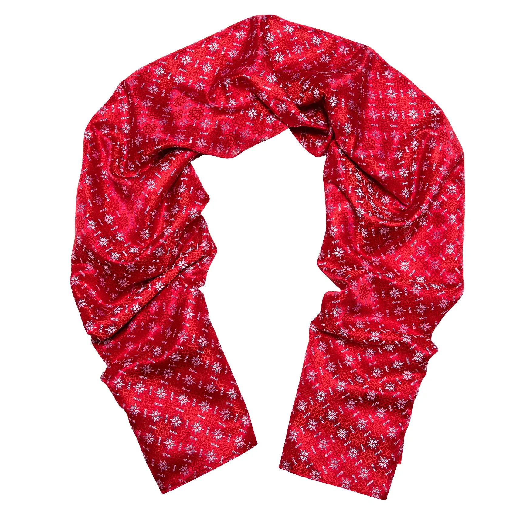 Barry Wang Silk scarf Christmas Red White Xmas Pattern Scarf
