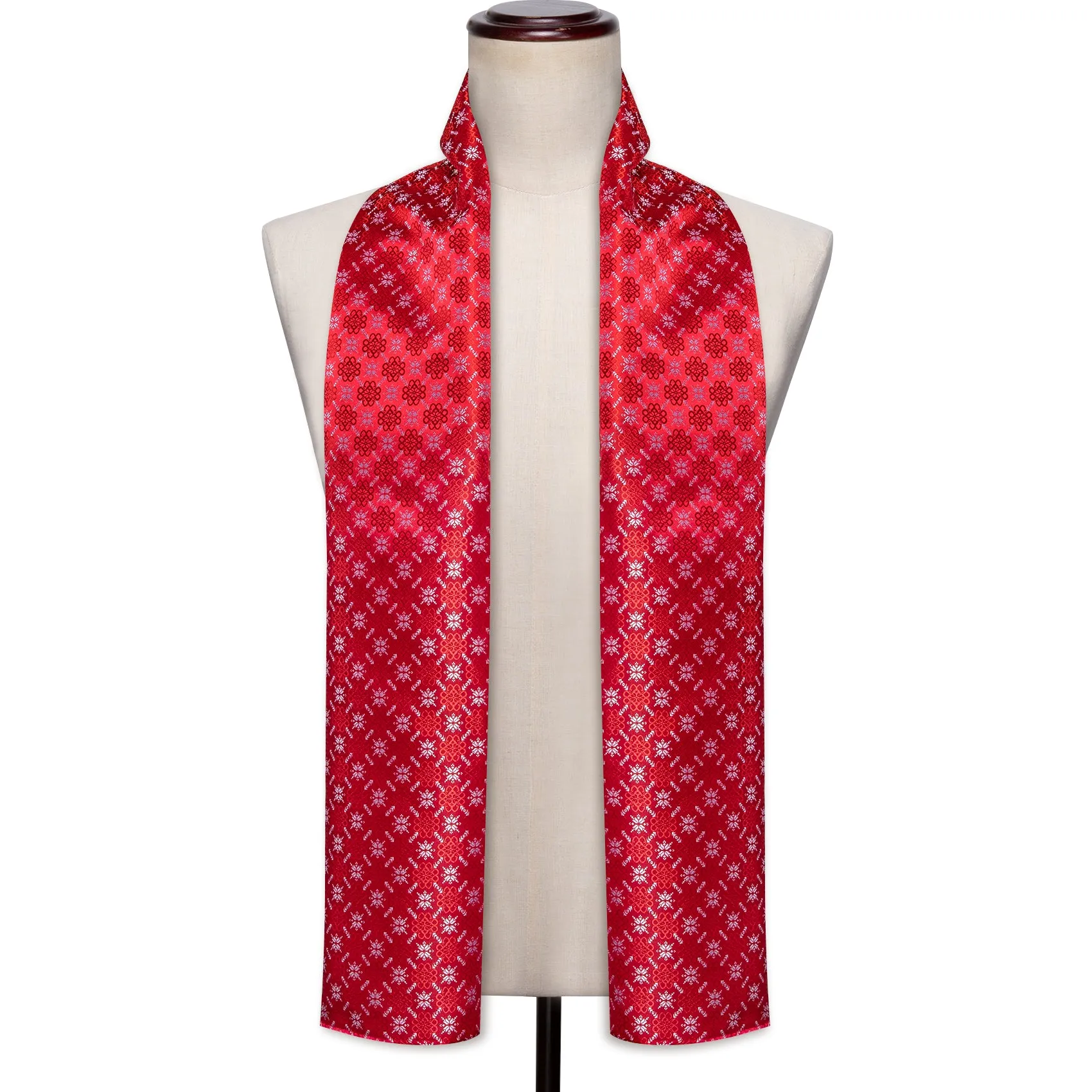 Barry Wang Silk scarf Christmas Red White Xmas Pattern Scarf