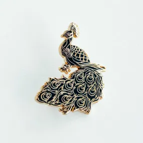 Black & Gold Peacock Enamel Pin