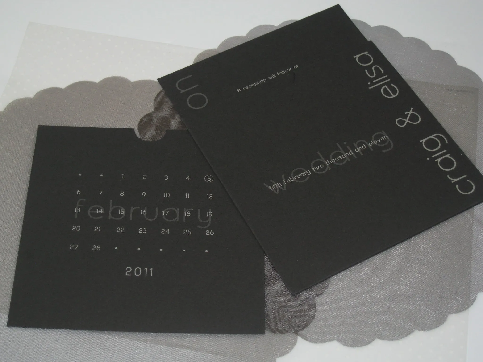 Black Pocket with Slip - Wedding Invitation