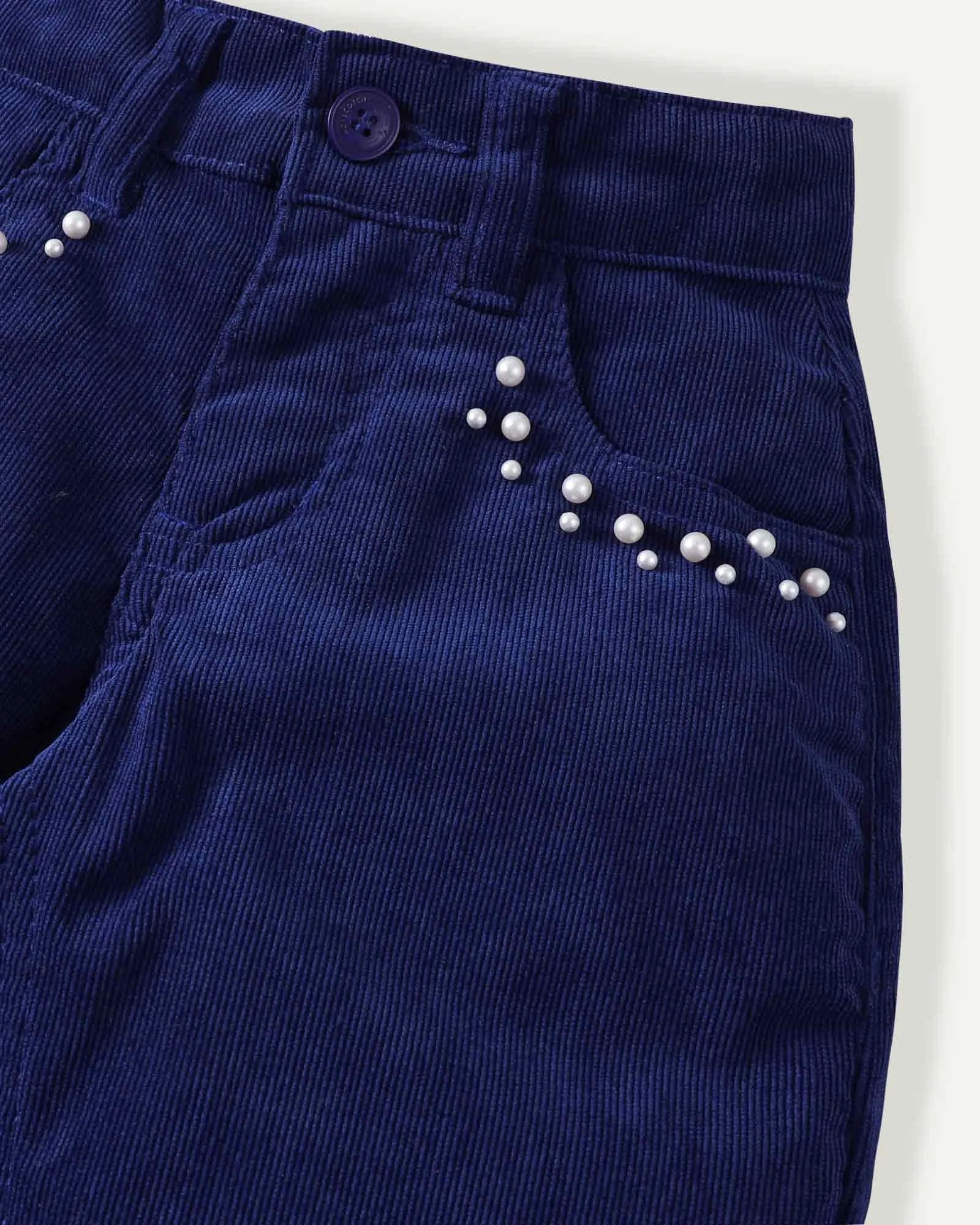 Blue Corduroy Flared Pants