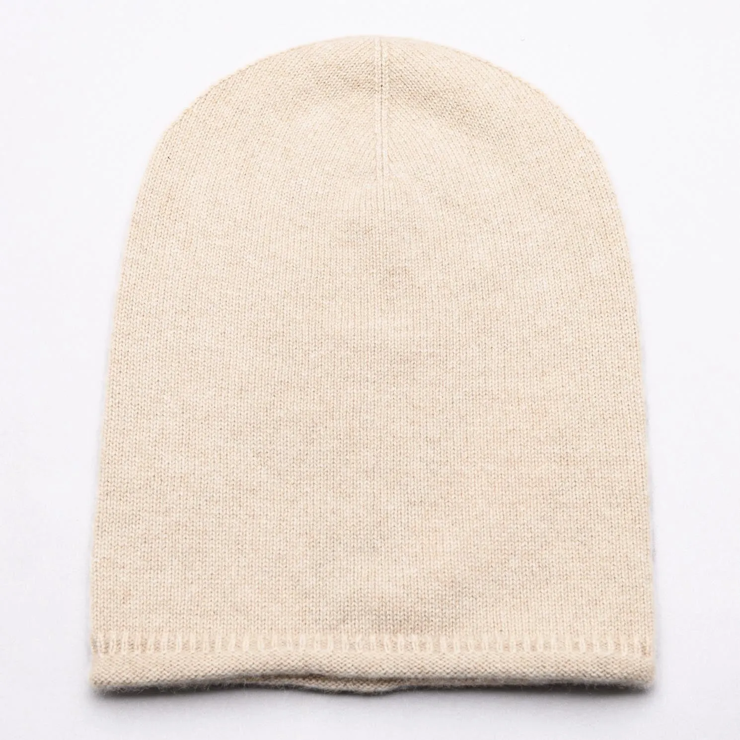 BROOKLYN 100% Pure Cashmere Baby Roll Hem Beanie, Biscuit