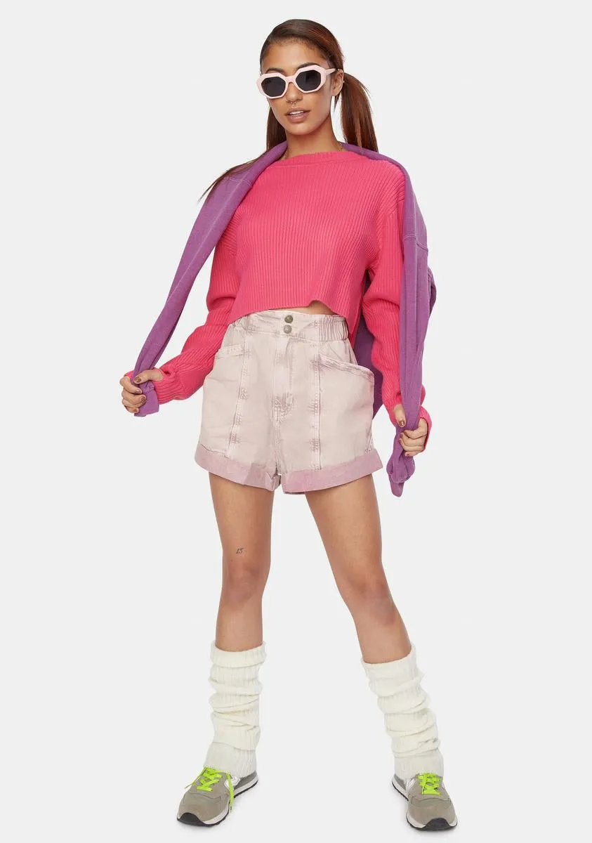 Candy Pink Crop Sweater