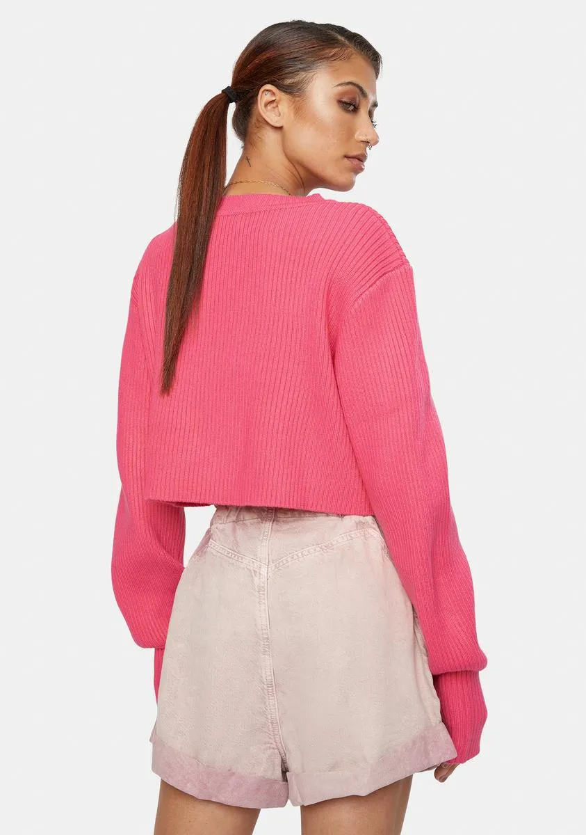 Candy Pink Crop Sweater