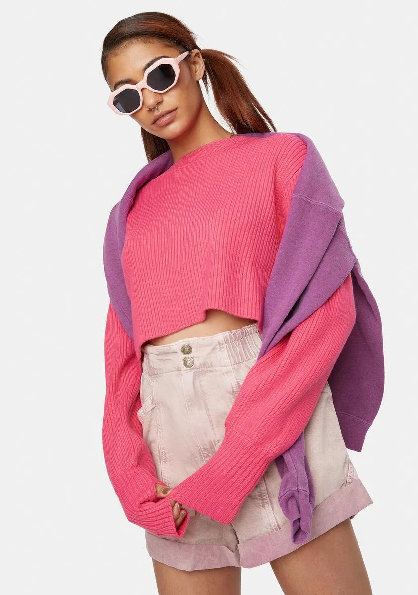 Candy Pink Crop Sweater