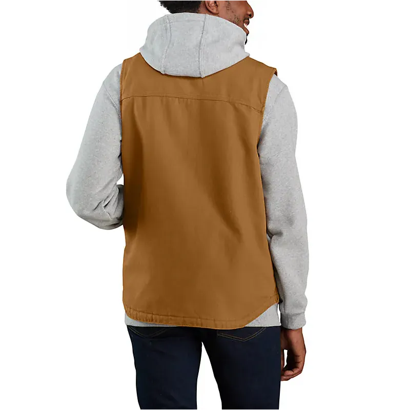 Carhartt Men’s Mock-Neck Sherpa-Lined Vest - Loose Fit - Washed Duck - Carhartt Brown