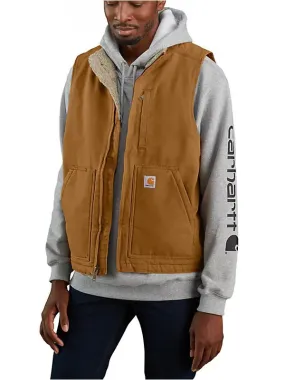 Carhartt Men’s Mock-Neck Sherpa-Lined Vest - Loose Fit - Washed Duck - Carhartt Brown