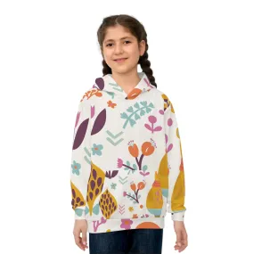 Colorful Bear and Floral Children's Hoodie - Fun, Playful Design for Kids