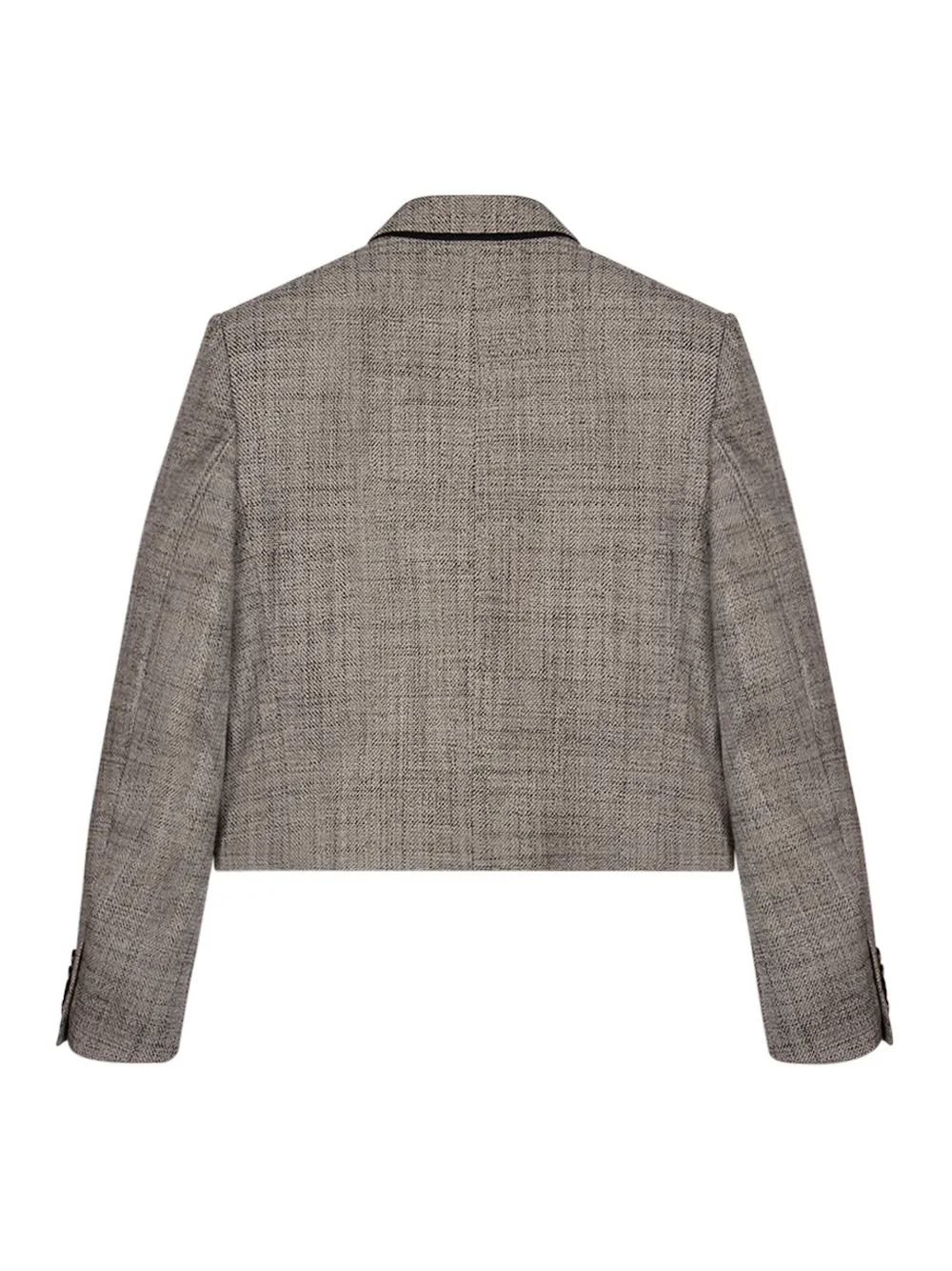 Cropped Boxy Double-Breasted Blazer (Beige)