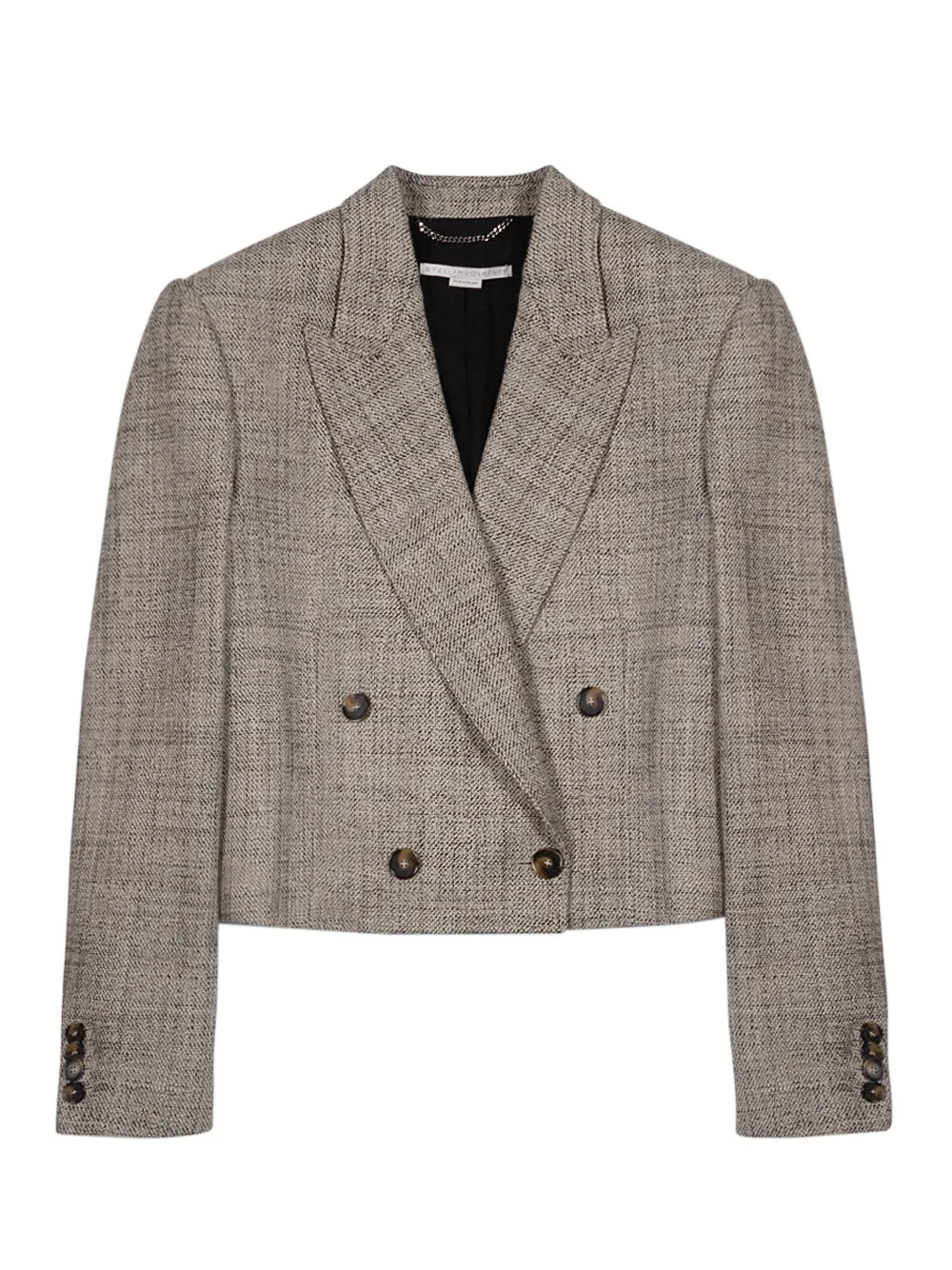 Cropped Boxy Double-Breasted Blazer (Beige)