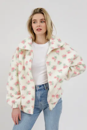 Full Zip Sherpa Jacket - White