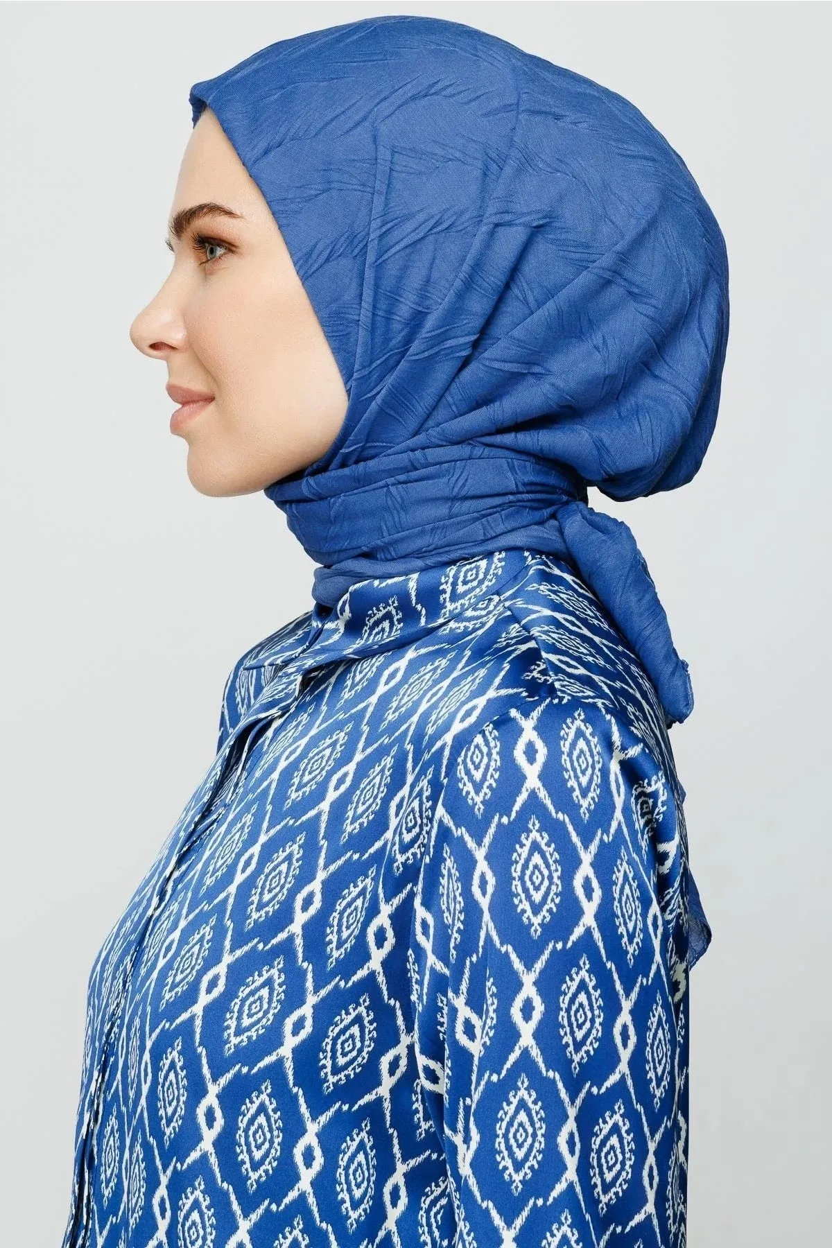 Indigo Pleated Bamboo Square Scarf