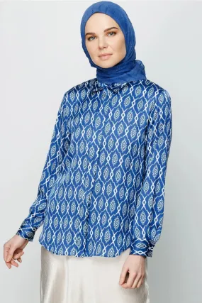 Indigo Pleated Bamboo Square Scarf
