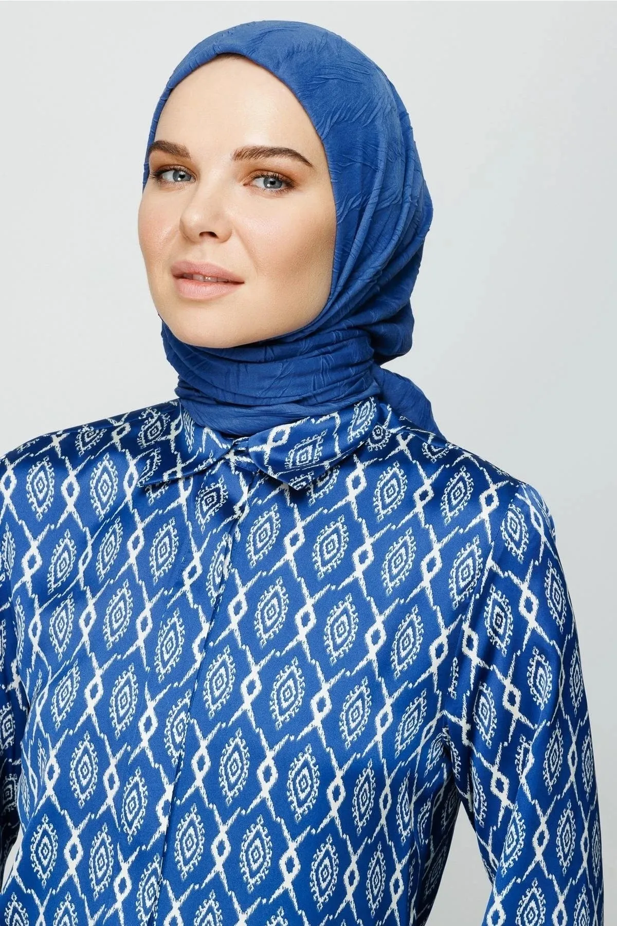 Indigo Pleated Bamboo Square Scarf