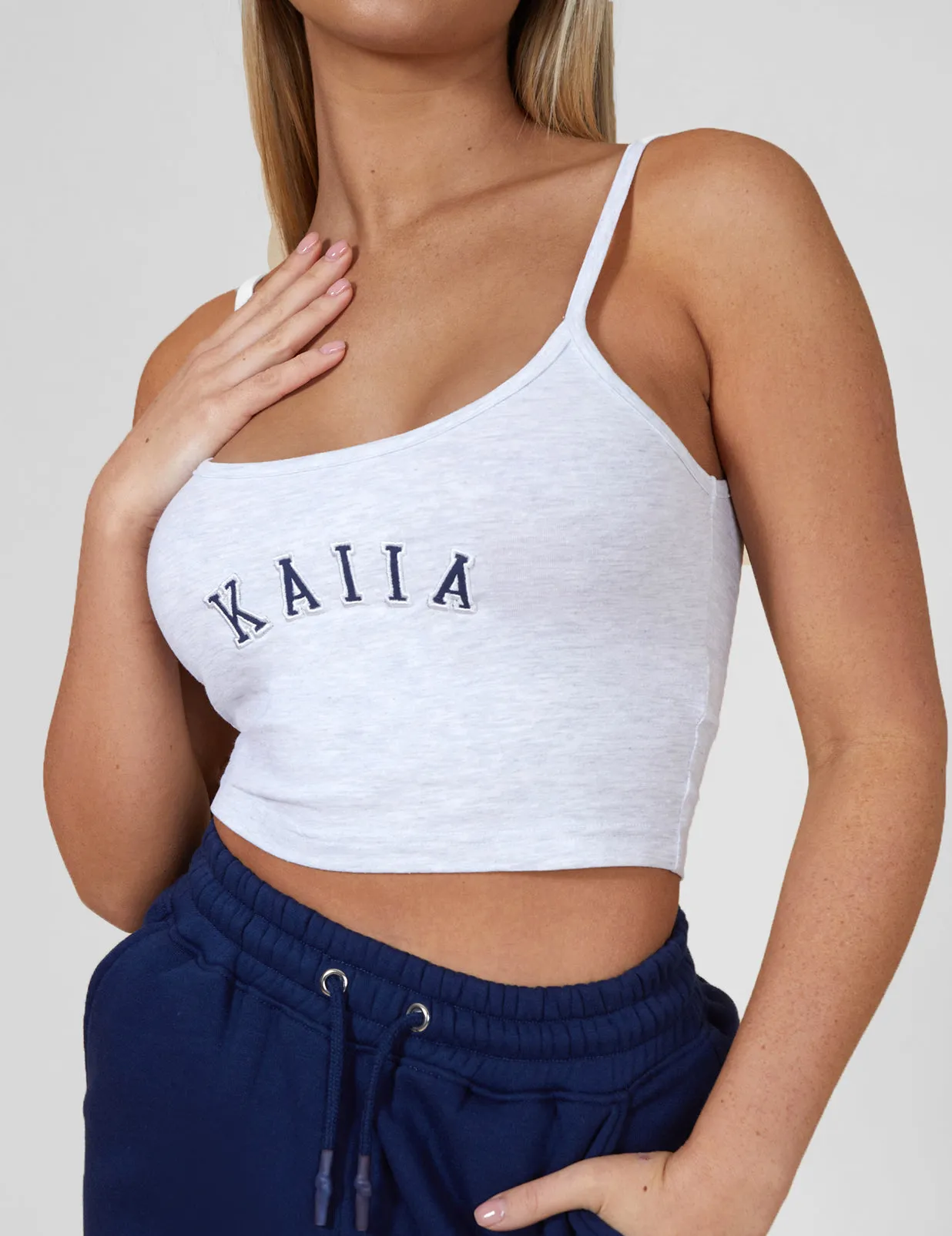 Kaiia Cami Logo Top In Grey Marl