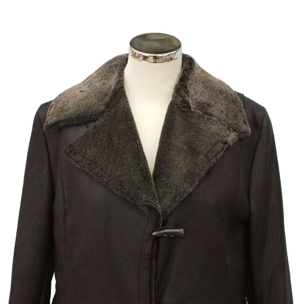 Ladies Annabel Long leather Sheepskin Coat - Brown Hurricane
