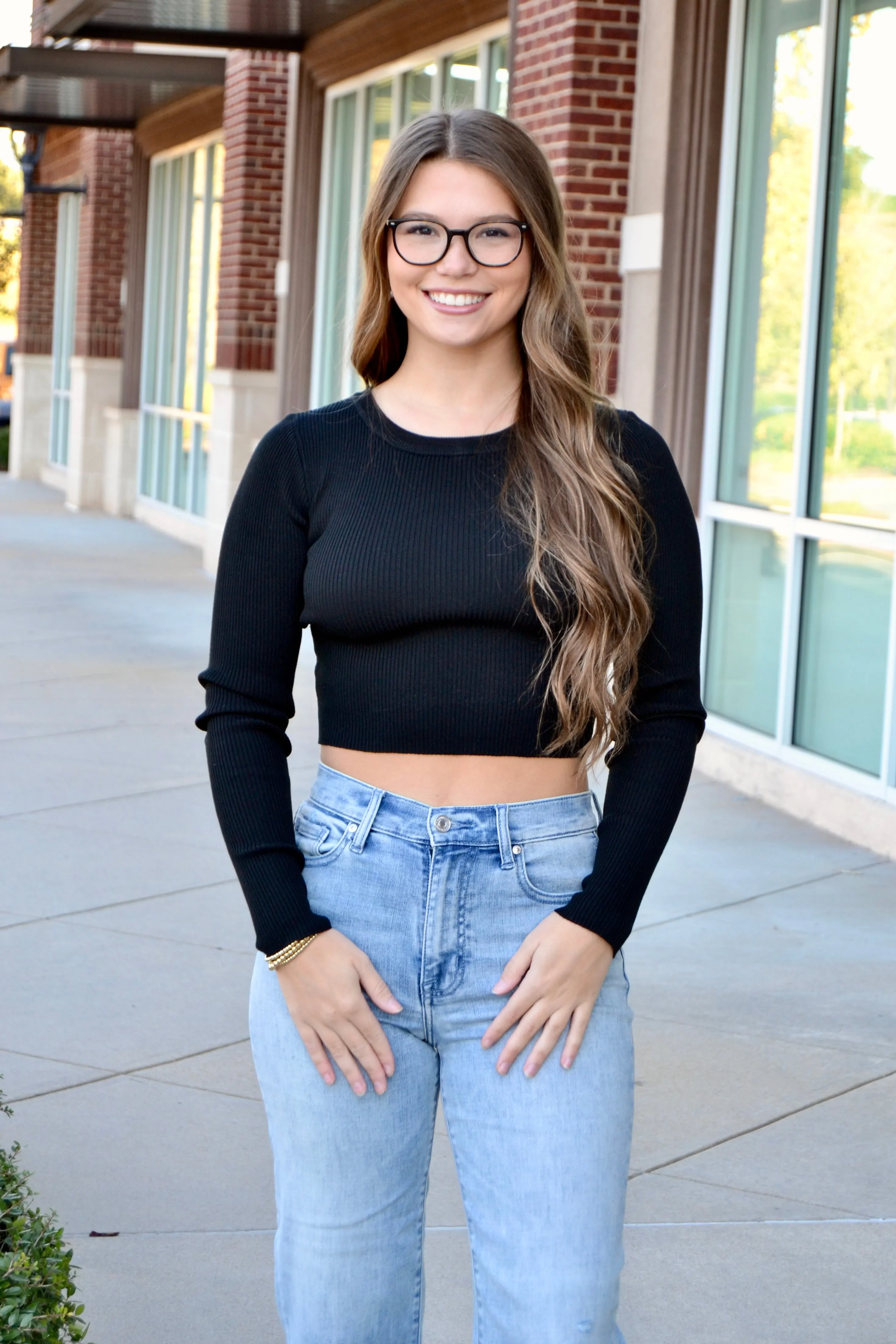 LS sweater knit crop top