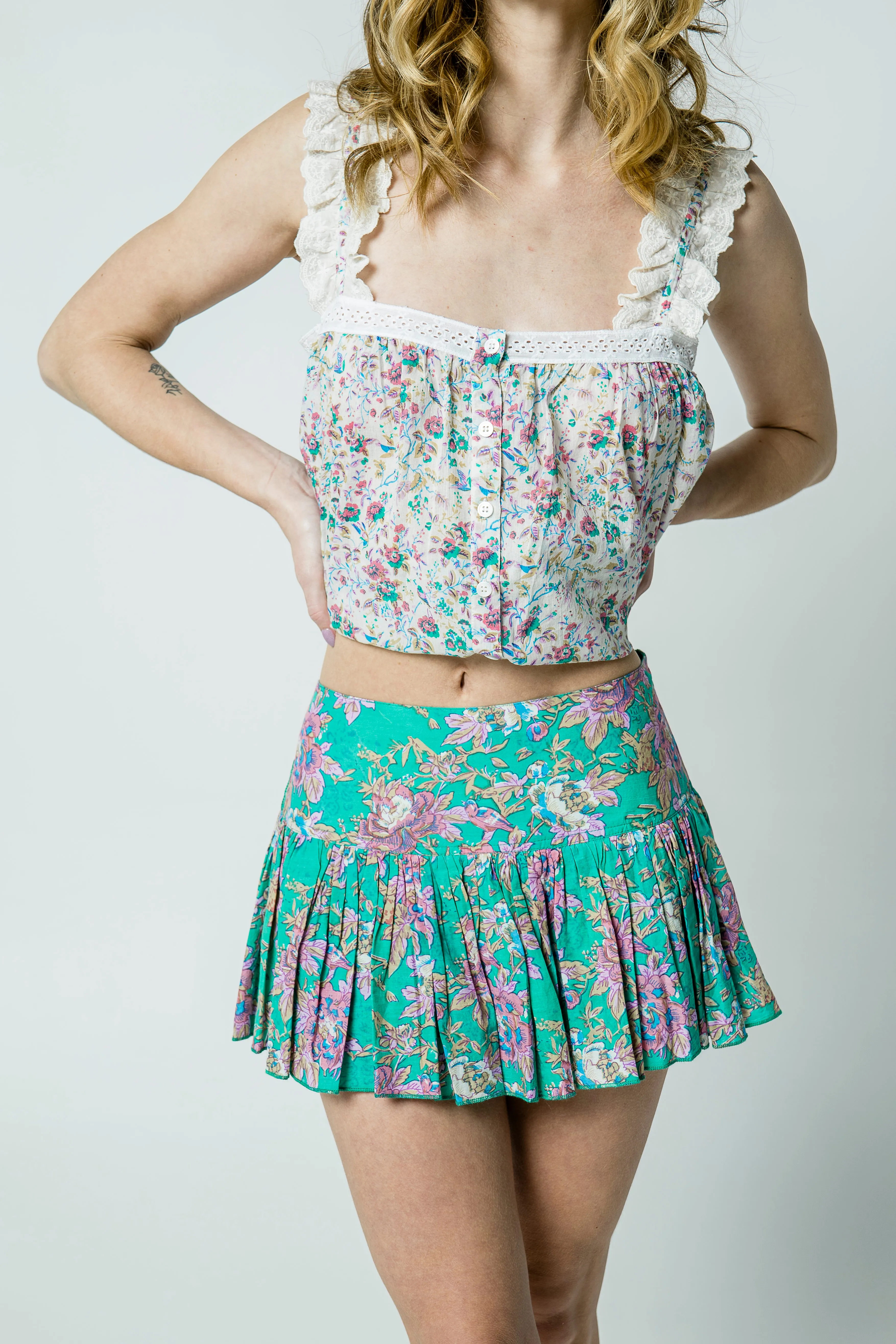 Lucie Skirt -Emerald Garden Print