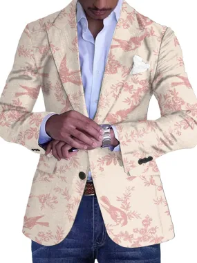 Men's Retro Bird Print Casual Blazer