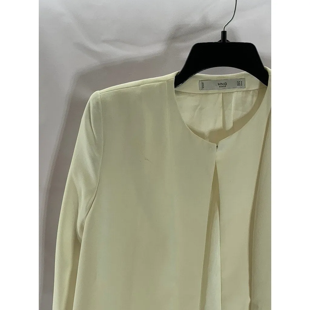 MNG BASIC Women's Cream Hook Open-Front Blazer SZ S