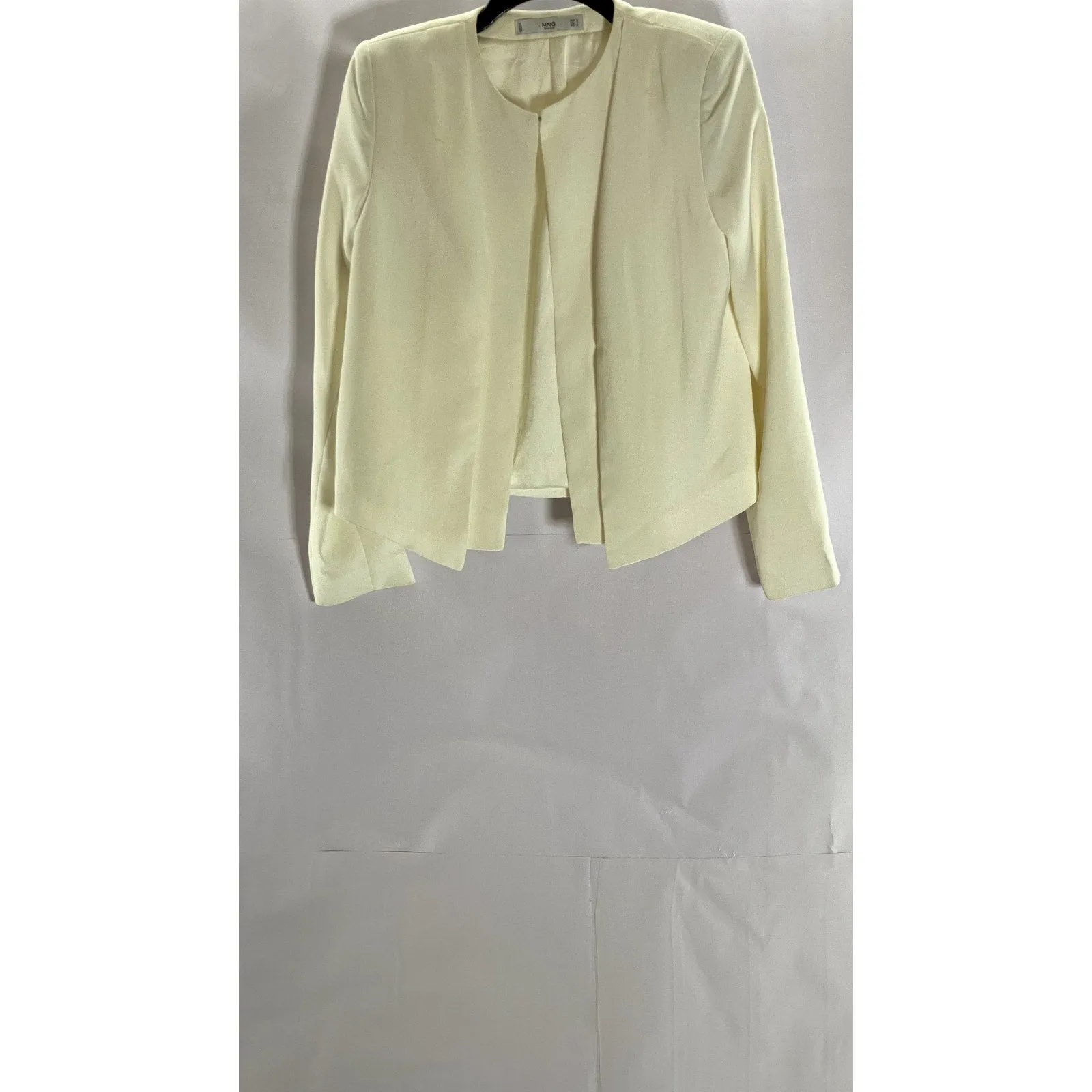 MNG BASIC Women's Cream Hook Open-Front Blazer SZ S