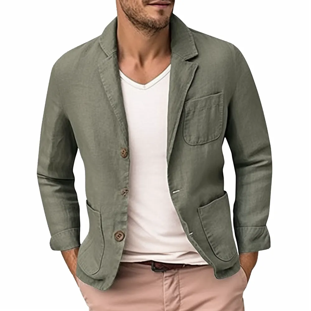 Olive Green Linen Blazer