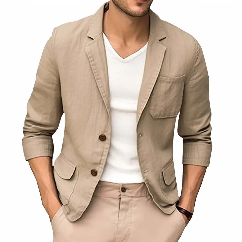 Olive Green Linen Blazer