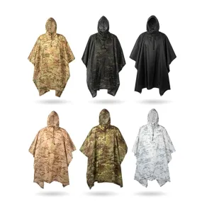 Outdoor Hooded Breathable Rainwear Camo Poncho Army Tactical Raincoat Camping Hiking Gears