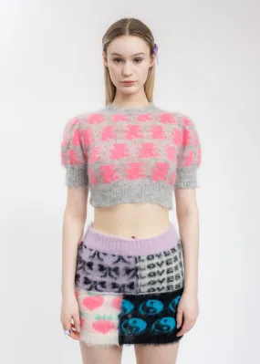 Pink Teddies Knit Crop Sweater