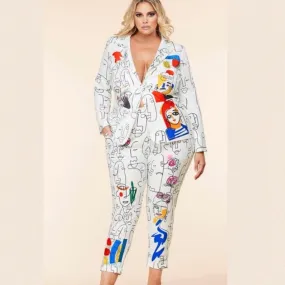 PLTP4805 Artsy Print Blazer set