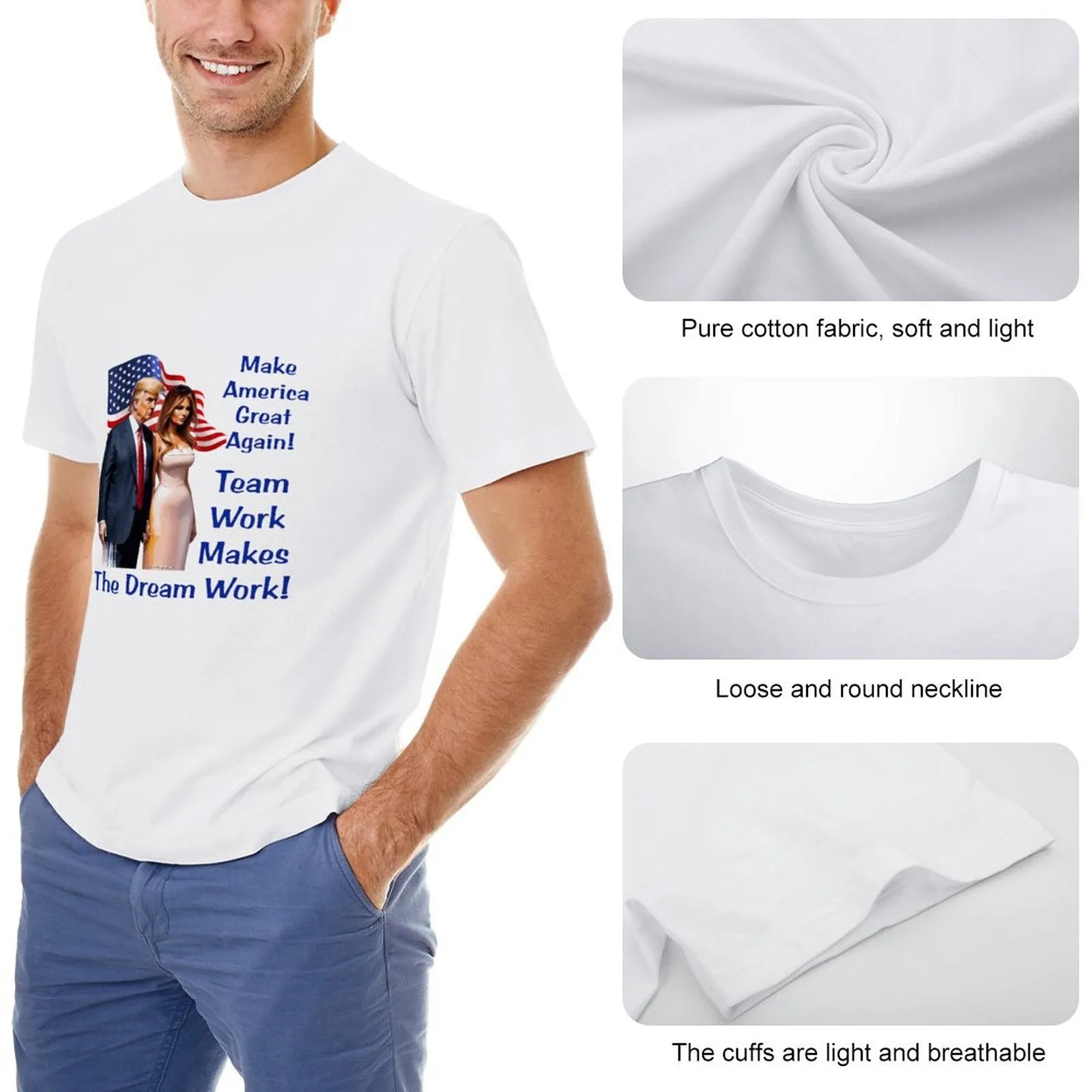 "Team Work makes the Dream work..", Donald Trump, Short Sleeve Cotton T-shirt