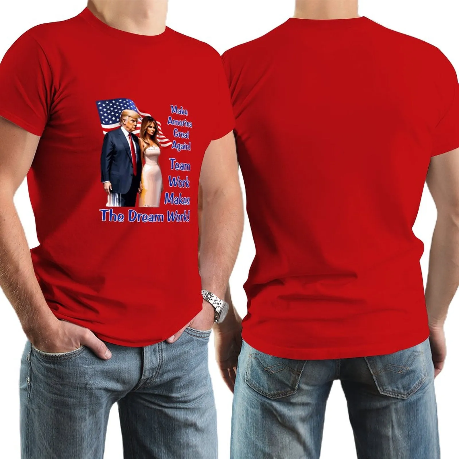 "Team Work makes the Dream work..", Donald Trump, Short Sleeve Cotton T-shirt