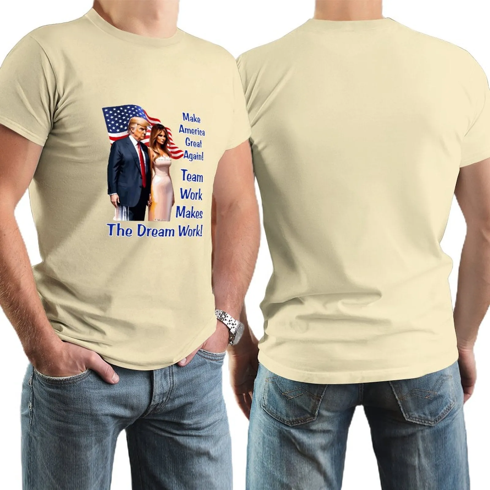 "Team Work makes the Dream work..", Donald Trump, Short Sleeve Cotton T-shirt
