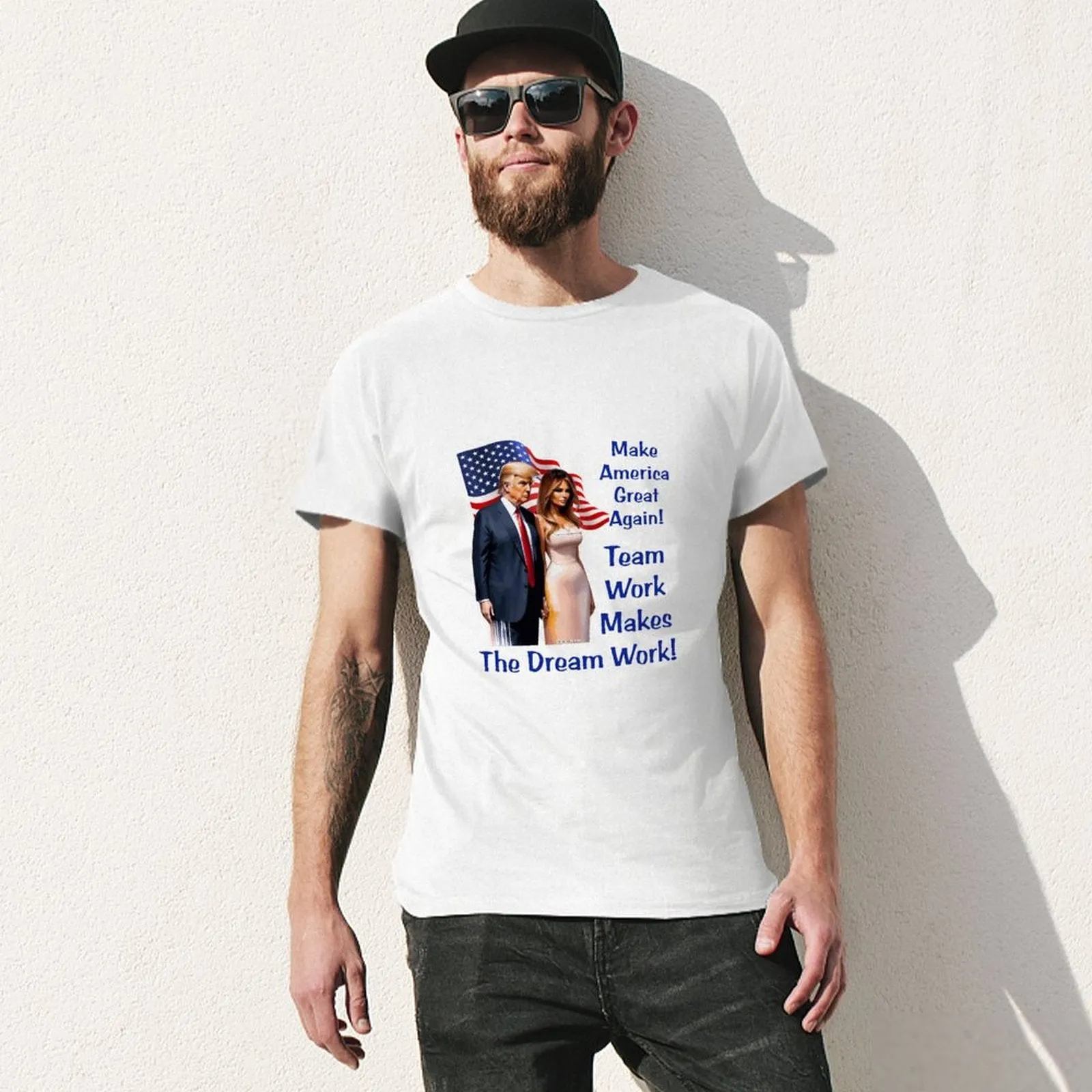 "Team Work makes the Dream work..", Donald Trump, Short Sleeve Cotton T-shirt