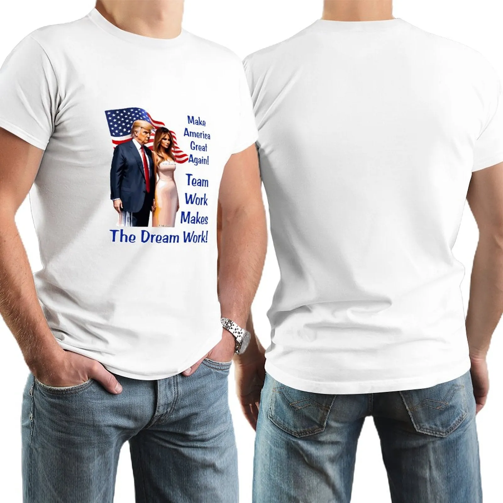 "Team Work makes the Dream work..", Donald Trump, Short Sleeve Cotton T-shirt