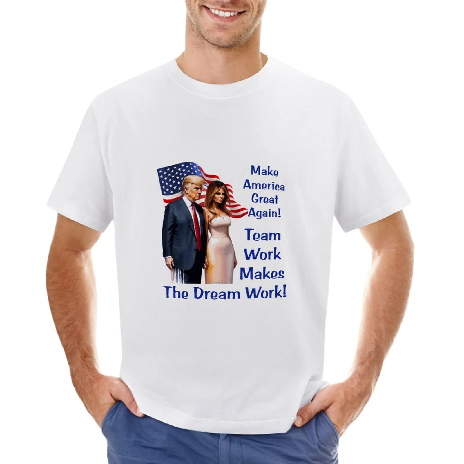 "Team Work makes the Dream work..", Donald Trump, Short Sleeve Cotton T-shirt