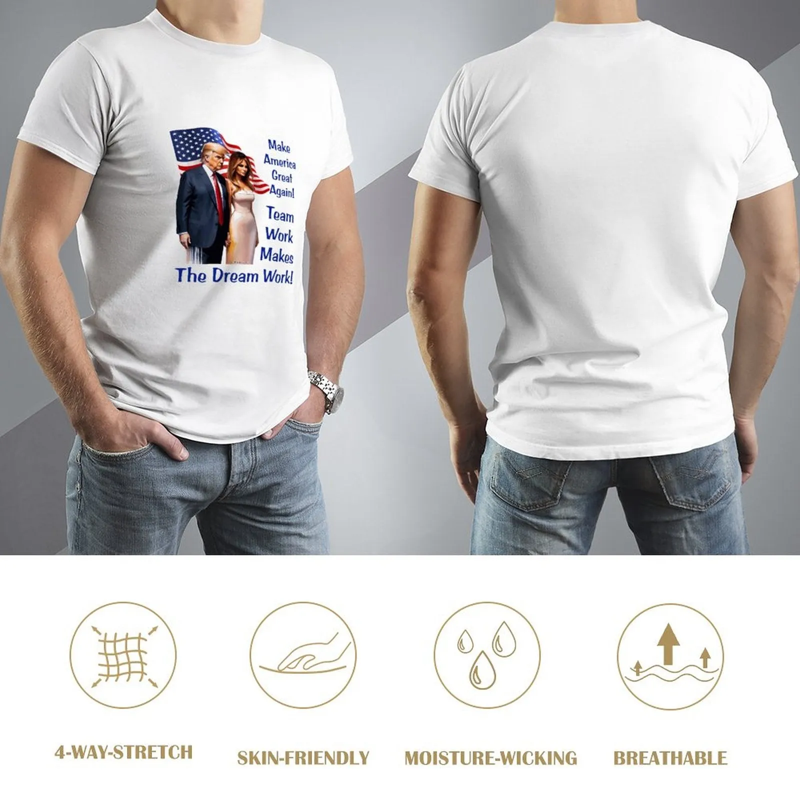 "Team Work makes the Dream work..", Donald Trump, Short Sleeve Cotton T-shirt