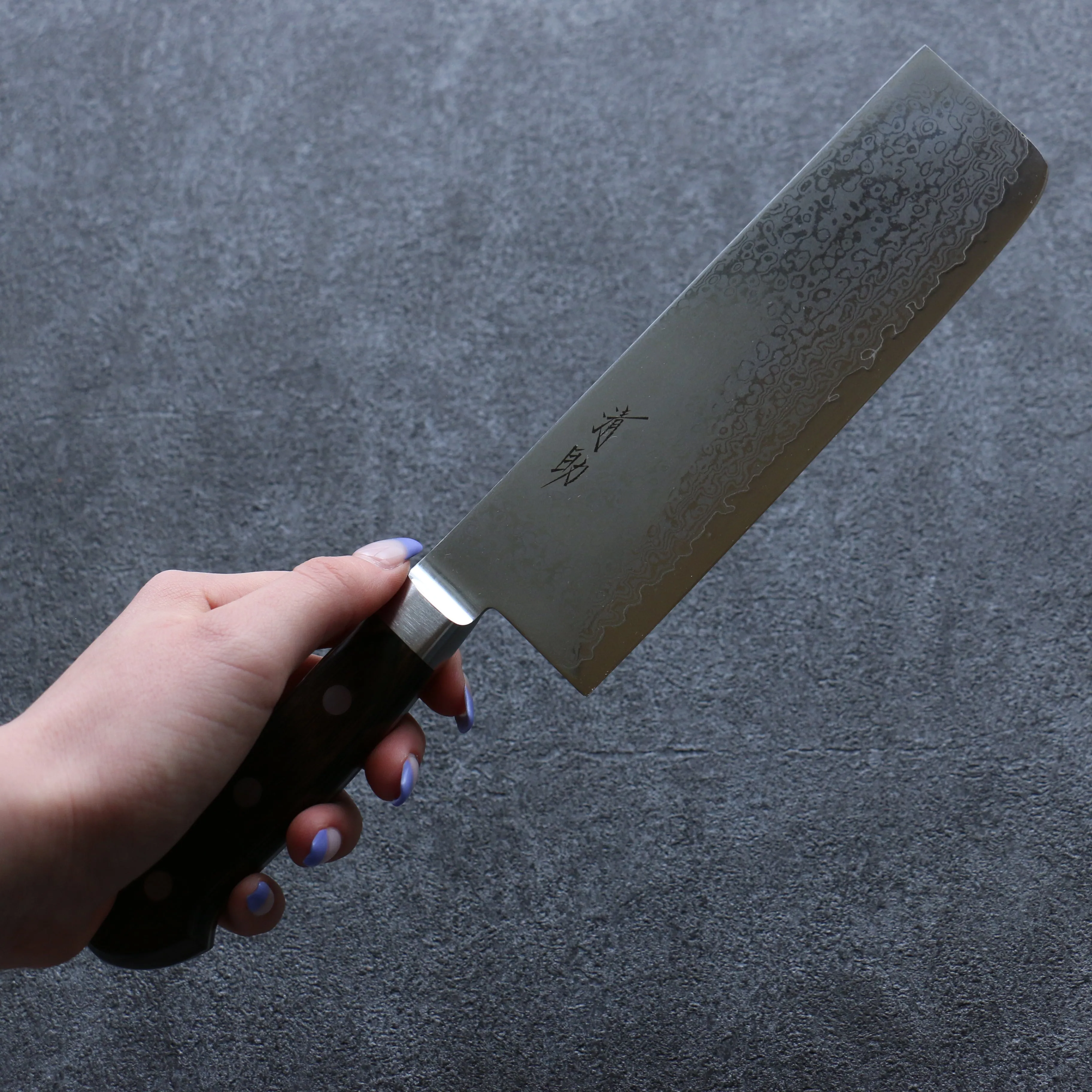 Seisuke VG10 33 Layer Damascus Nakiri 165mm Brown Pakka wood Handle