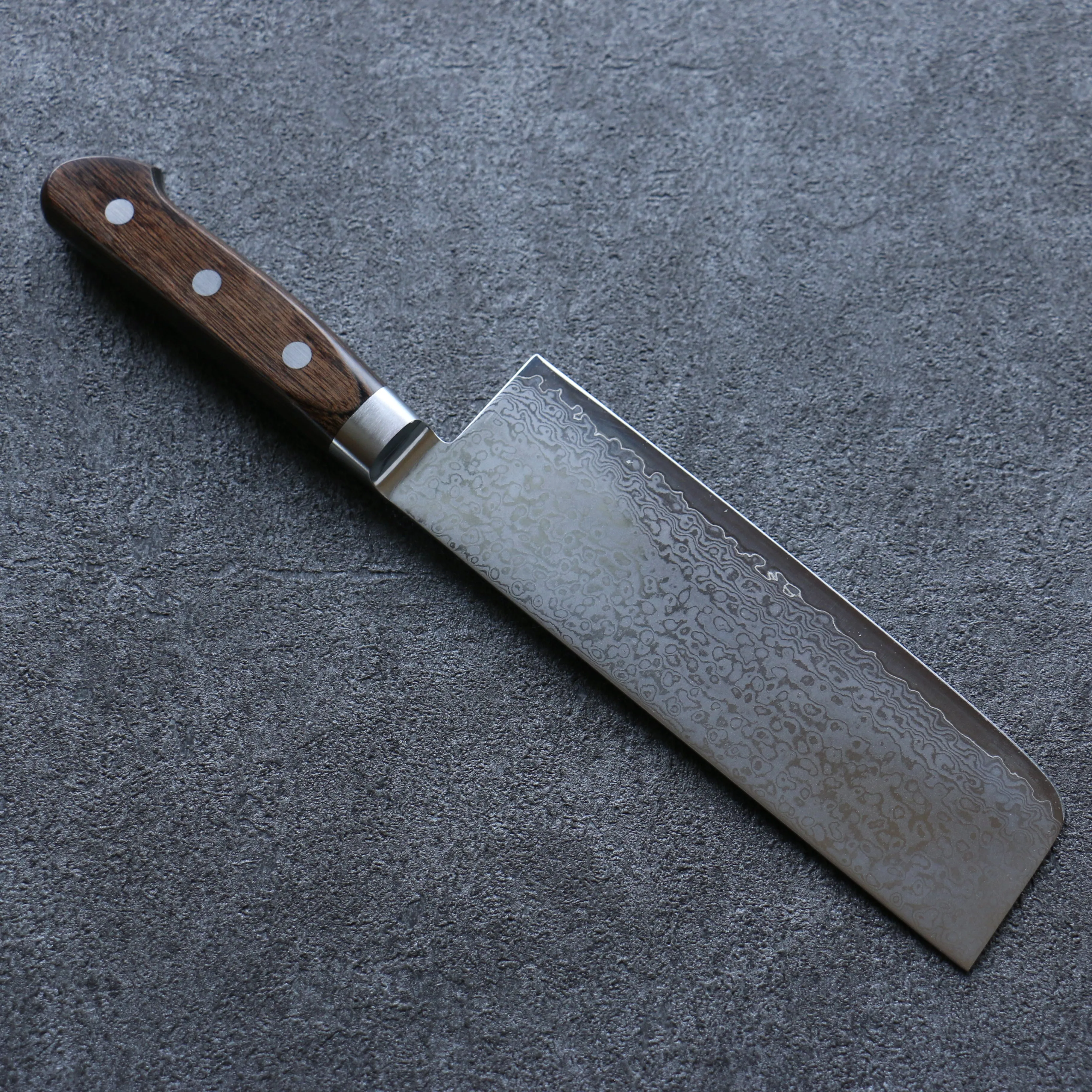Seisuke VG10 33 Layer Damascus Nakiri 165mm Brown Pakka wood Handle