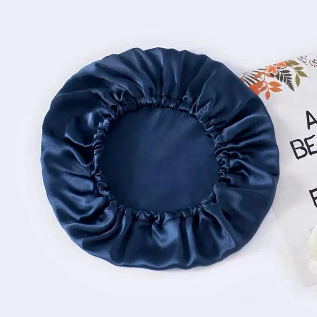 Single Layer Silk Bonnet - Navy Blue