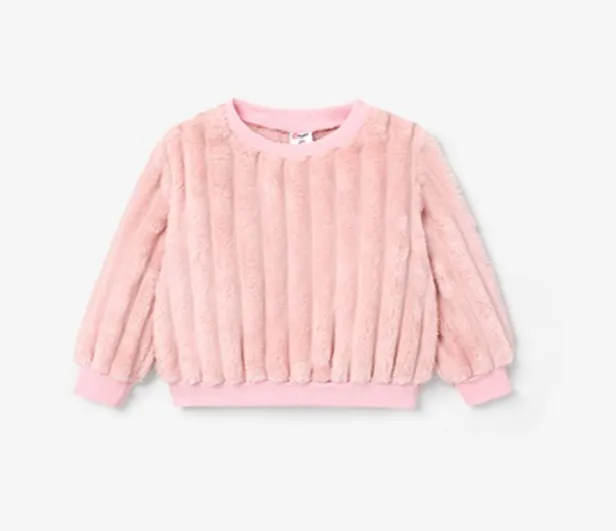 Toddler Girl's Solid Color Fleece Pullover Hoodie