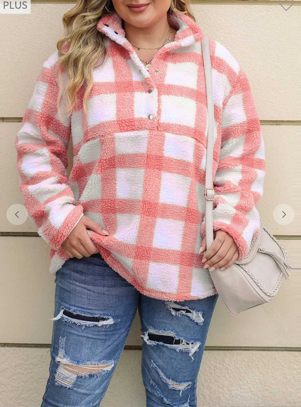 Tunic Plaid Sherpa Henley Sweatshirt