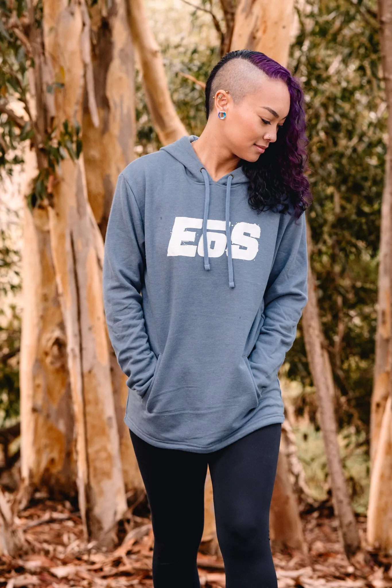 Unisex Pullover Hoodie with EoS Logo | Heather Slate Blue
