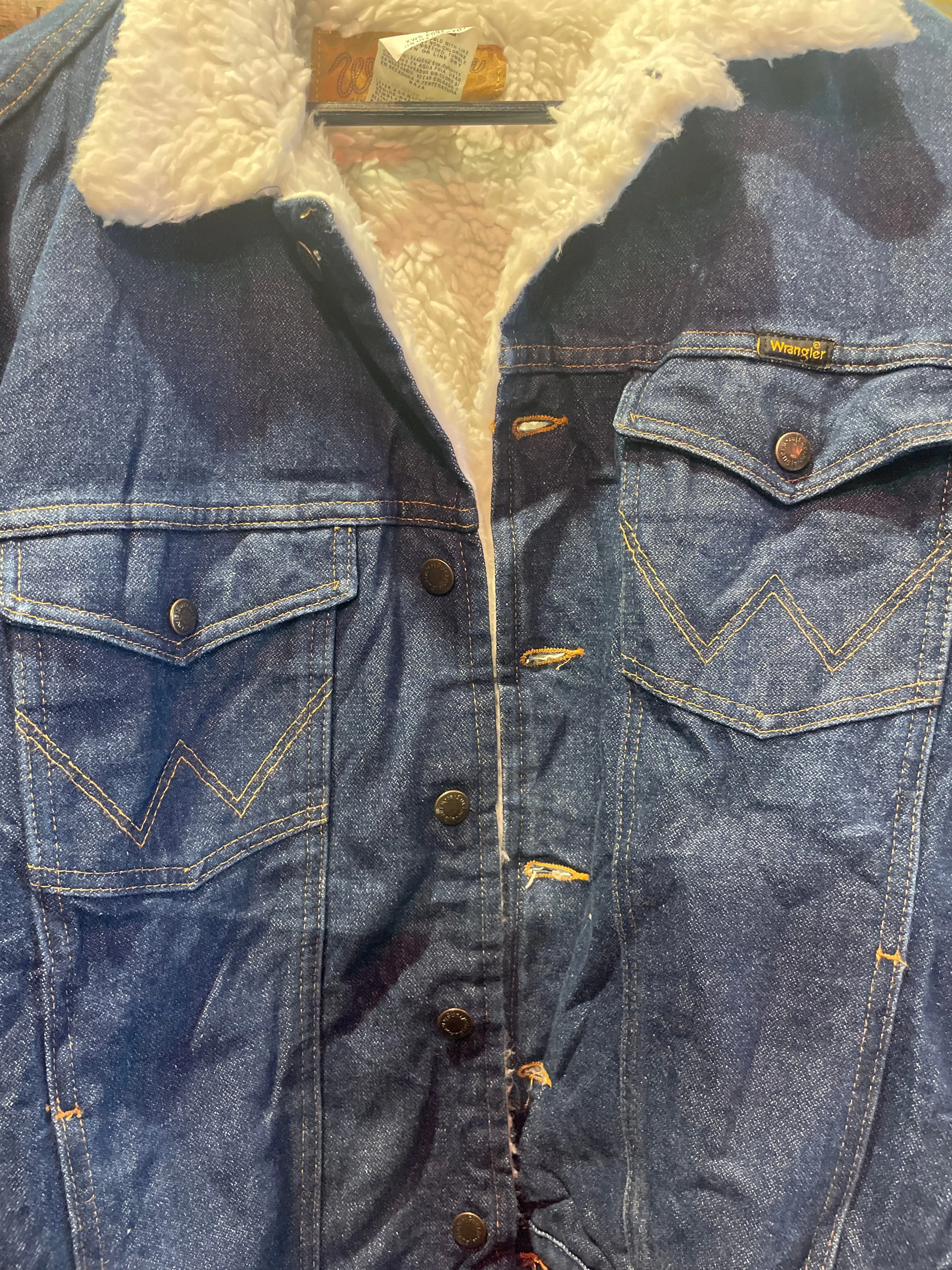 Vintage Sherpa Lined Wrangler 80s Denim, XL