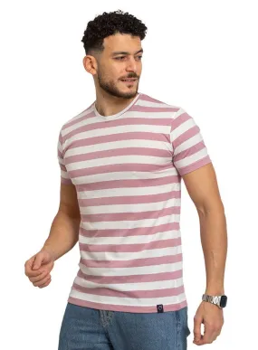 W-Lilac Striped Round T-shirt