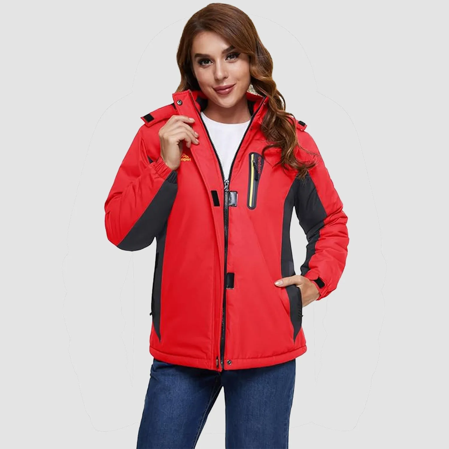 Warm Women's Waterproof Fleece Lined Ski Jacket with Hood – Perfect for Winter Activities